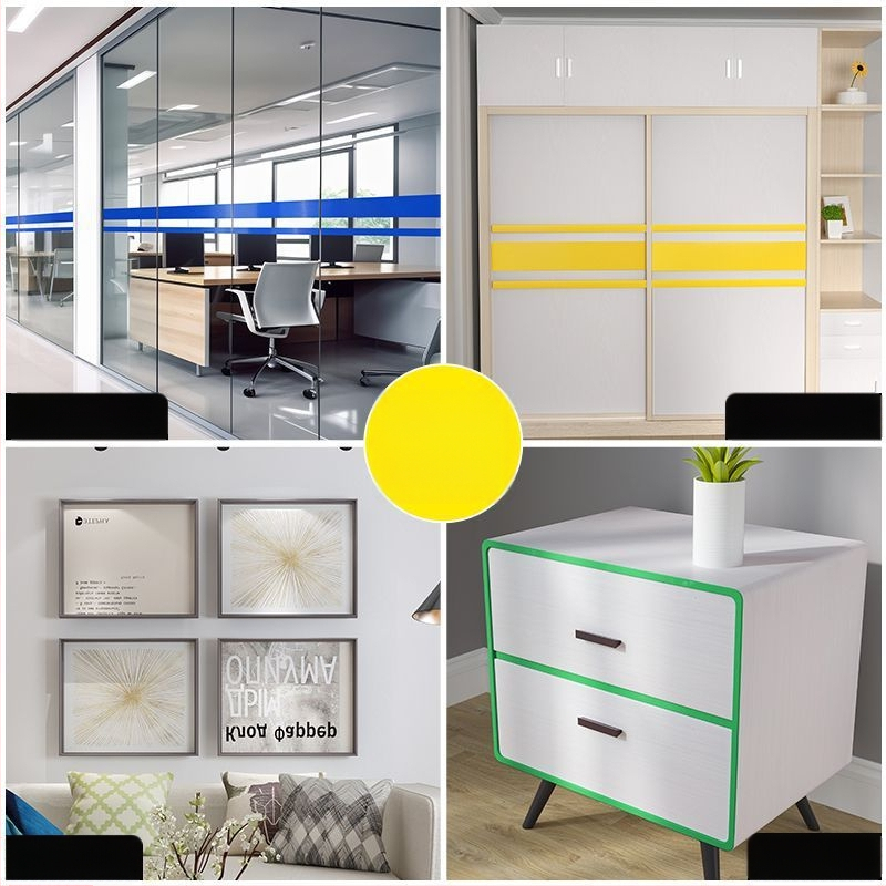 PVC декоративен стенен стикер лента – солиден модел, 1 бр., модерен минималистичен плосък дизайн