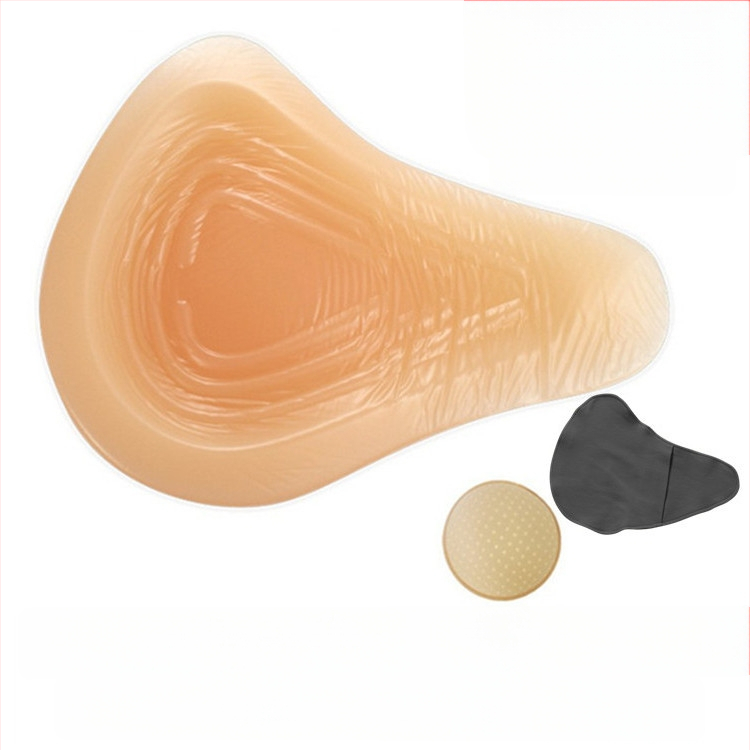 Σιλικονούχος μετεγχειρητικός προθετικός μαστού με προστατευτικό κάλυμμα — τριγωνικό και κυκλικό σχήμα, παχύτερο κάτω μέρος με κυματοειδή κοίλη επιφάνεια