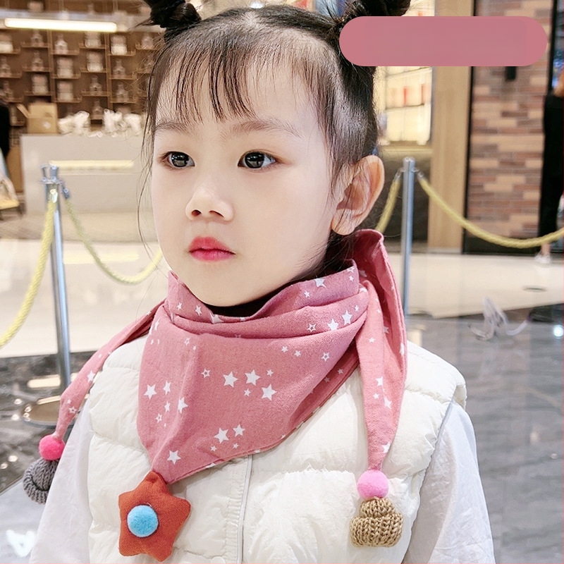 Trīsstūrveida bērnu šalle no kokvilnas, dekoratīva, džakarda adījums, japāņu un korejiešu saldā stilā, ziemai, pavasarim un rudenim