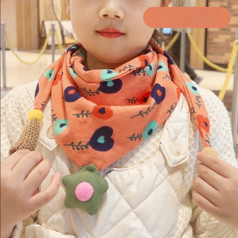 Trīsstūrveida bērnu šalle no kokvilnas, dekoratīva, džakarda adījums, japāņu un korejiešu saldā stilā, ziemai, pavasarim un rudenim