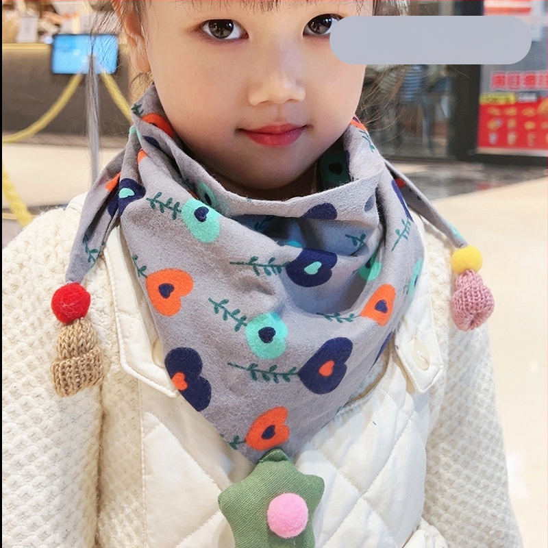 Trīsstūrveida bērnu šalle no kokvilnas, dekoratīva, džakarda adījums, japāņu un korejiešu saldā stilā, ziemai, pavasarim un rudenim