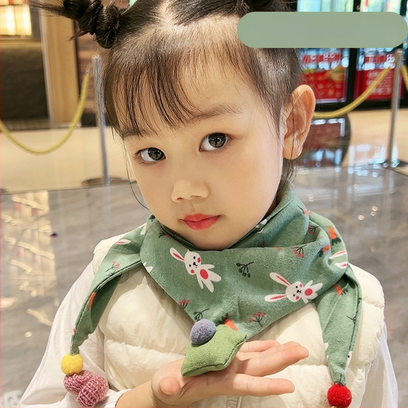 Trīsstūrveida bērnu šalle no kokvilnas, dekoratīva, džakarda adījums, japāņu un korejiešu saldā stilā, ziemai, pavasarim un rudenim