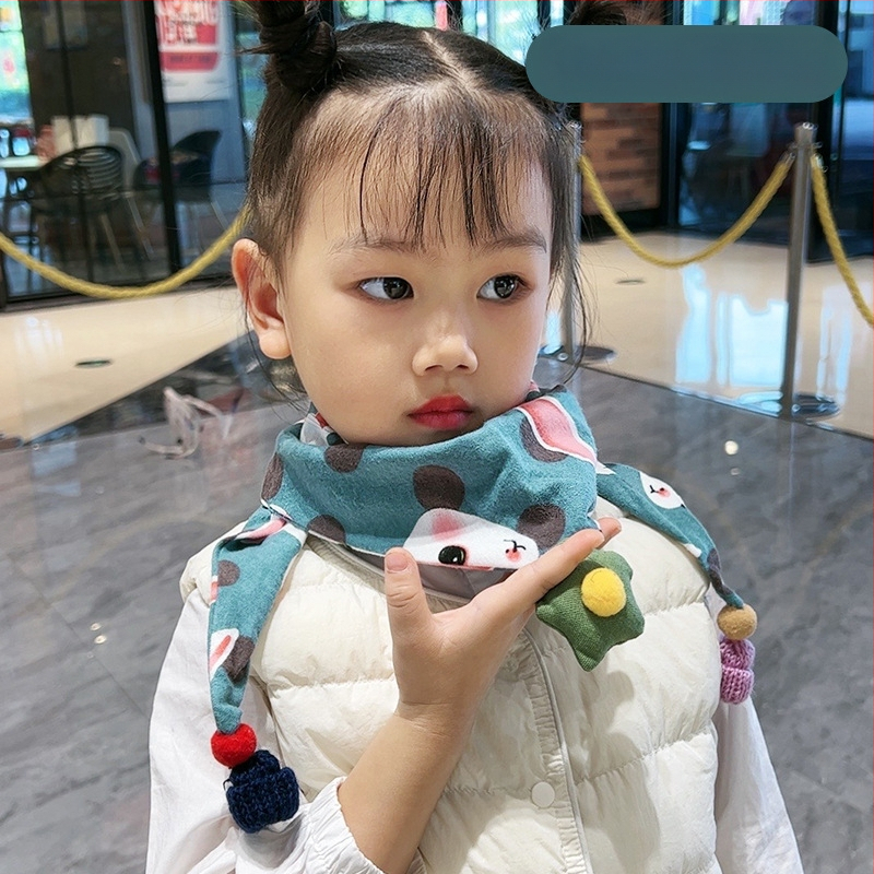 Trīsstūrveida bērnu šalle no kokvilnas, dekoratīva, džakarda adījums, japāņu un korejiešu saldā stilā, ziemai, pavasarim un rudenim