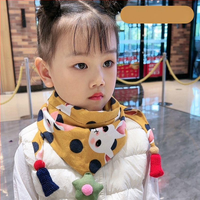 Trīsstūrveida bērnu šalle no kokvilnas, dekoratīva, džakarda adījums, japāņu un korejiešu saldā stilā, ziemai, pavasarim un rudenim