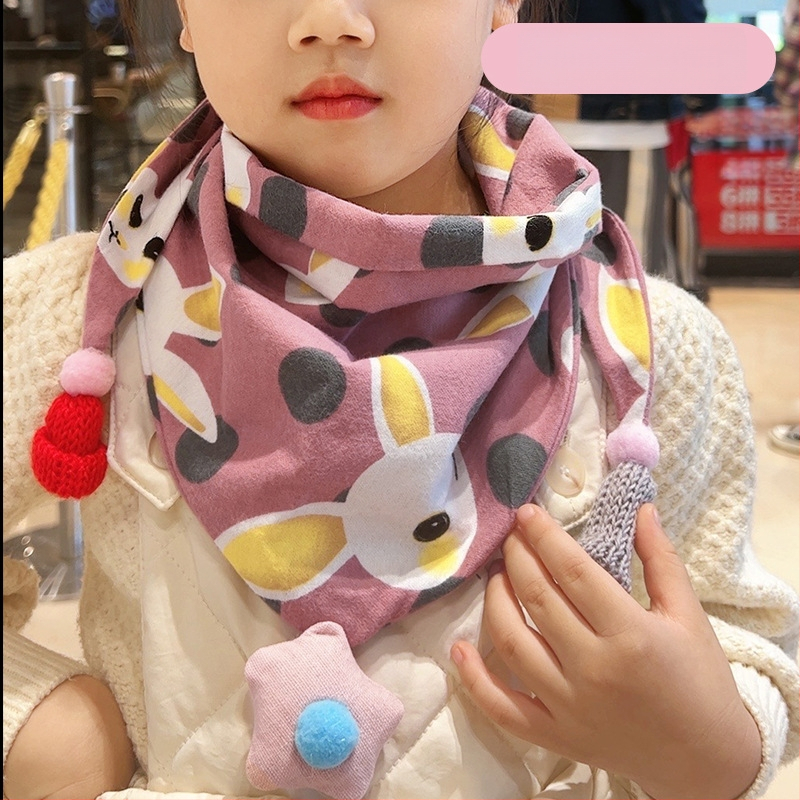 Trīsstūrveida bērnu šalle no kokvilnas, dekoratīva, džakarda adījums, japāņu un korejiešu saldā stilā, ziemai, pavasarim un rudenim