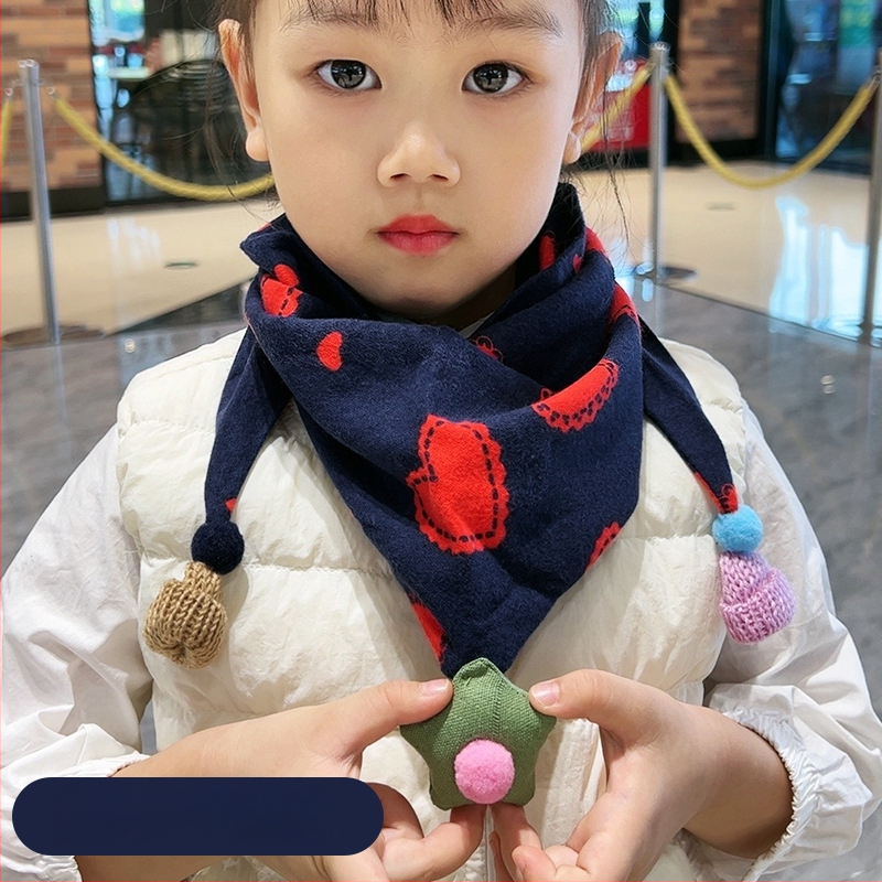 Trīsstūrveida bērnu šalle no kokvilnas, dekoratīva, džakarda adījums, japāņu un korejiešu saldā stilā, ziemai, pavasarim un rudenim