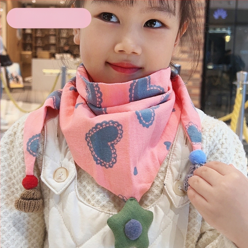 Trīsstūrveida bērnu šalle no kokvilnas, dekoratīva, džakarda adījums, japāņu un korejiešu saldā stilā, ziemai, pavasarim un rudenim