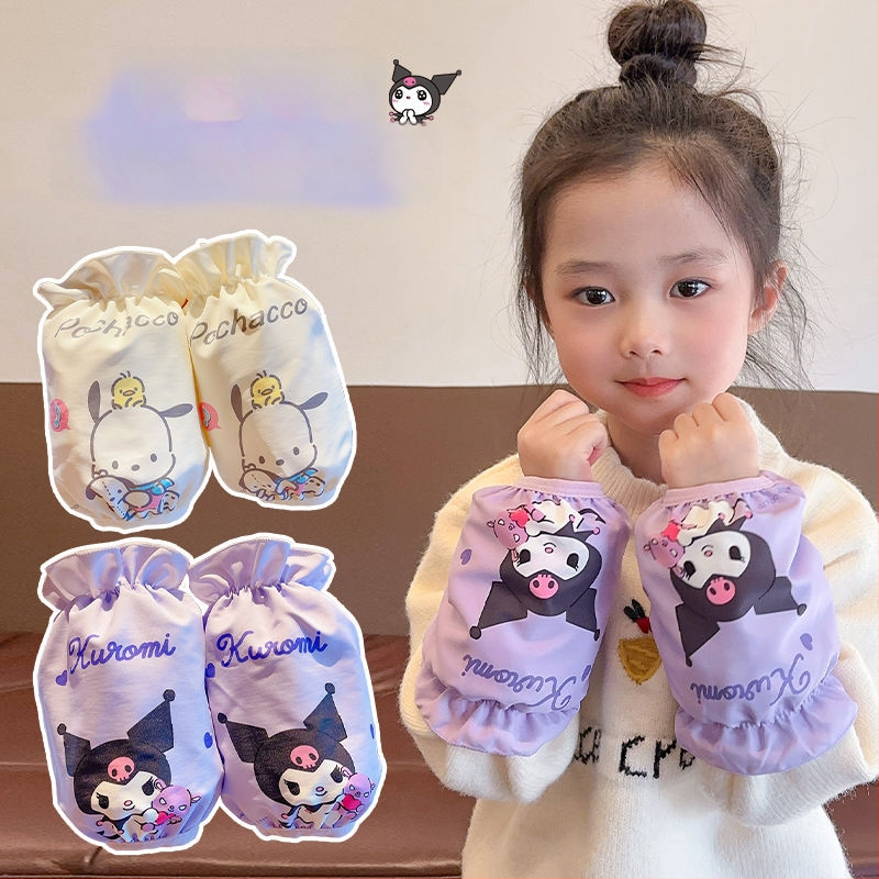 Bērnu ūdensizturīgas piedurknes ar Kuromi dizainu, Hunxi zīmols, anti-traipu funkcija, oriģinālais dizains, pavasara sezona, 2021. gada vasara