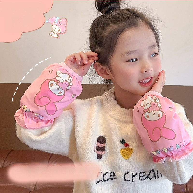 Bērnu ūdensizturīgas piedurknes ar Kuromi dizainu, Hunxi zīmols, anti-traipu funkcija, oriģinālais dizains, pavasara sezona, 2021. gada vasara