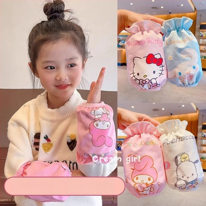 Bērnu ūdensizturīgas piedurknes ar Kuromi dizainu, Hunxi zīmols, anti-traipu funkcija, oriģinālais dizains, pavasara sezona, 2021. gada vasara