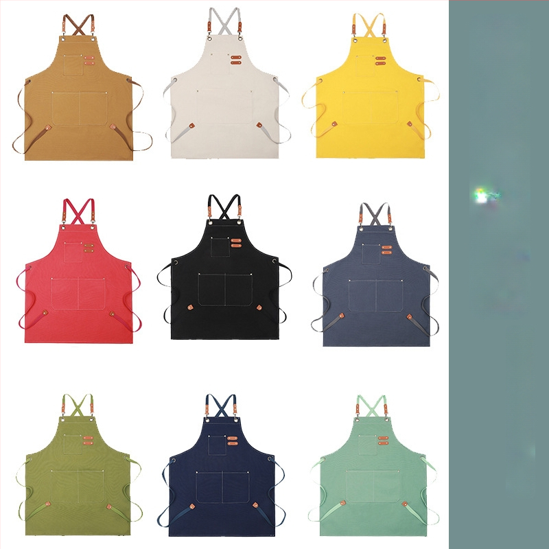 Bez piedurknēm priekšauts no poliestera-kokvilnas auduma, ūdensnecaurlaidīgs, mūsdienīgs minimālisks stils, vienkrāsains dizains, logotipa personalizācija