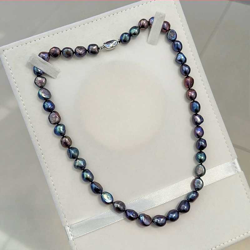 Barokiniai gėlavandeniai perlų vėrinys su 925 sidabro užsegimu, gamtos įkvėptas dizainas