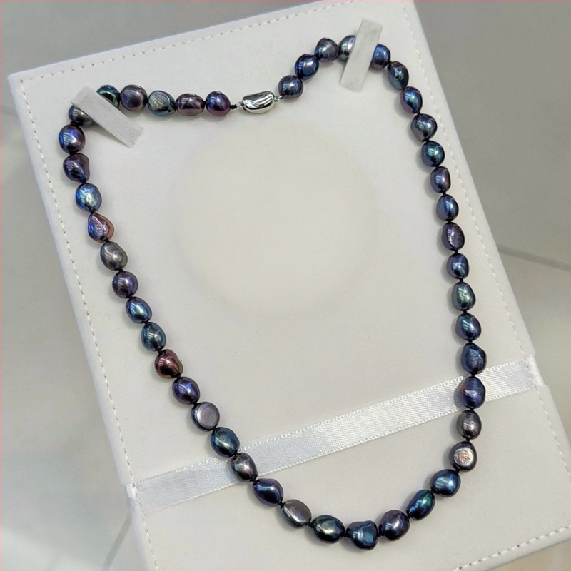 Barokiniai gėlavandeniai perlų vėrinys su 925 sidabro užsegimu, gamtos įkvėptas dizainas