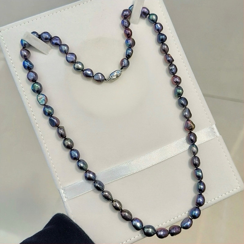 Barokiniai gėlavandeniai perlų vėrinys su 925 sidabro užsegimu, gamtos įkvėptas dizainas