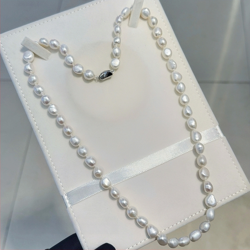 Barokiniai gėlavandeniai perlų vėrinys su 925 sidabro užsegimu, gamtos įkvėptas dizainas