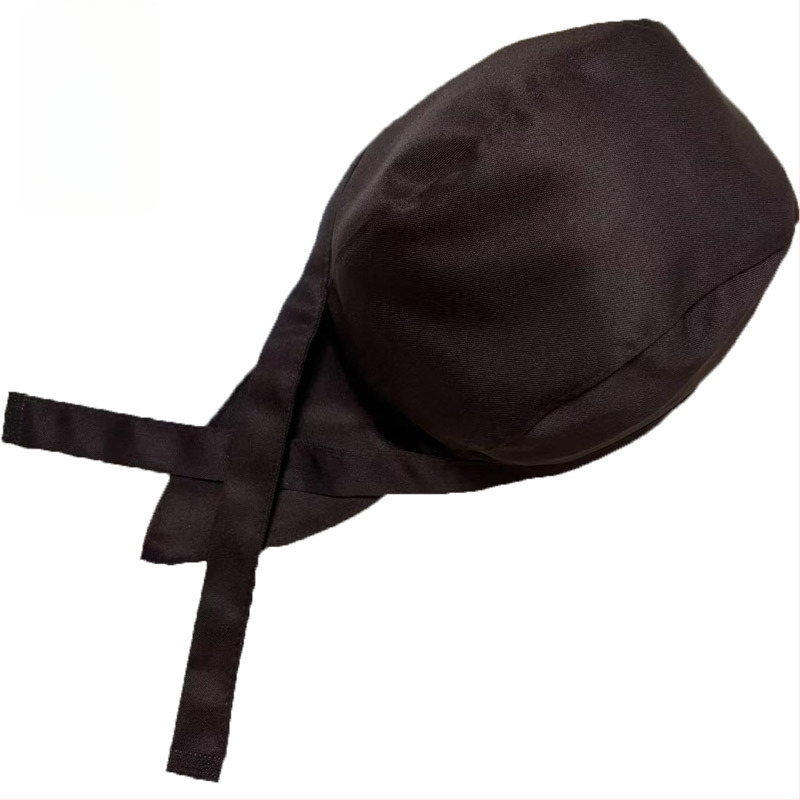 Καπέλο σεφ από βαμβάκι με ρίγες, warp-knitted κατασκευή, κυρτή κορυφή, ρυθμιζόμενη κεφαλόδεση