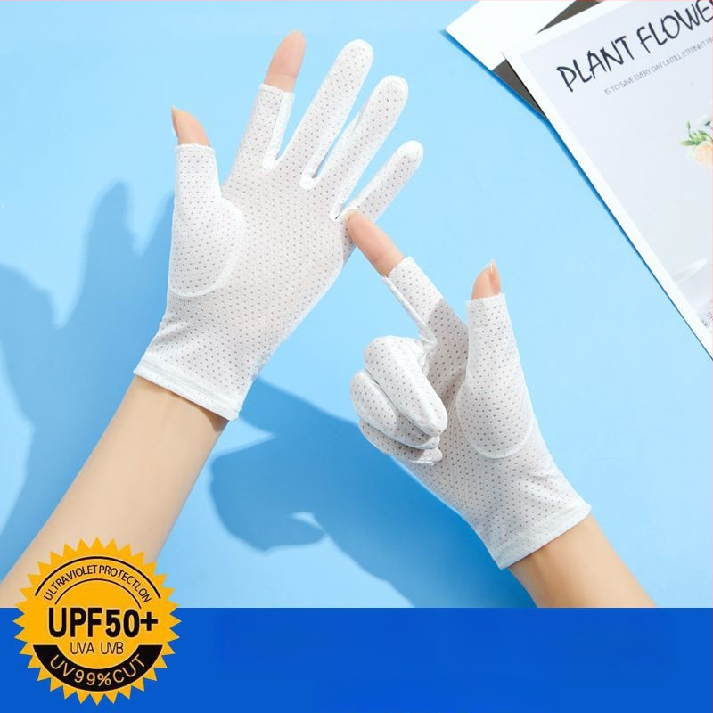 Sieviešu saules aizsardzības cimdi - UV aizsardzība, anti-slīdēšana, elpojoši, ar skārienjutīgu ekrānu saderīgi; Materiāls: Cits