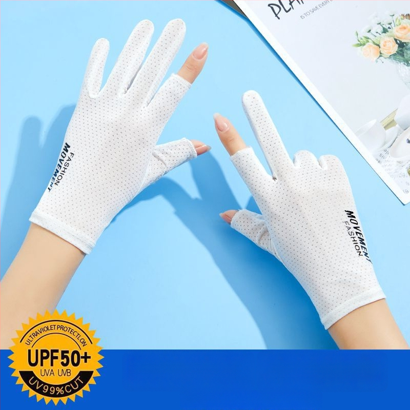 Sieviešu saules aizsardzības cimdi - UV aizsardzība, anti-slīdēšana, elpojoši, ar skārienjutīgu ekrānu saderīgi; Materiāls: Cits