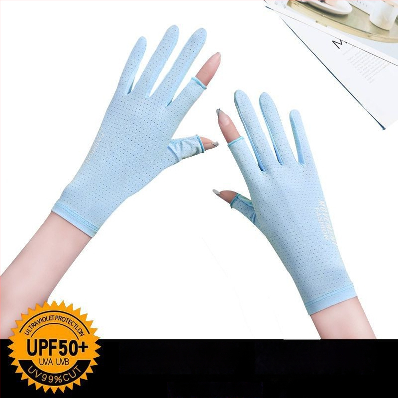 Sieviešu saules aizsardzības cimdi - UV aizsardzība, anti-slīdēšana, elpojoši, ar skārienjutīgu ekrānu saderīgi; Materiāls: Cits