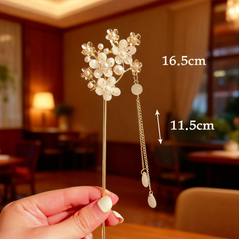 Senā ķīniešu stilā ziedu formas matu sprādze, sakausējums, roku darbs, pavasaris 2025