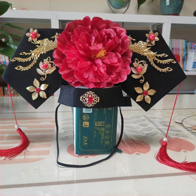 Bērnu matu aksesuārs Hanfu stilā Qing dinastijai – spārnu formas flag headpiece, plastmasa/rezīns, matu gumām/virvēm, pavasaris 2021