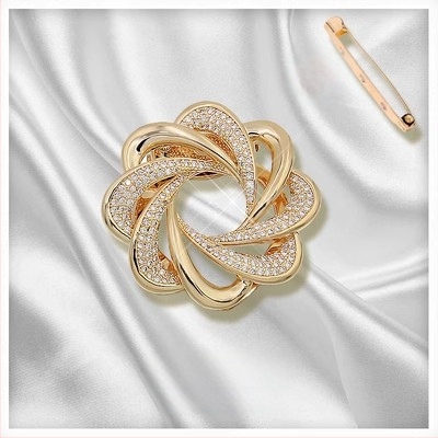 Šalles sprādze un poga ar ziedu motīvu, sakausējums, zeltījums, pielāgojams