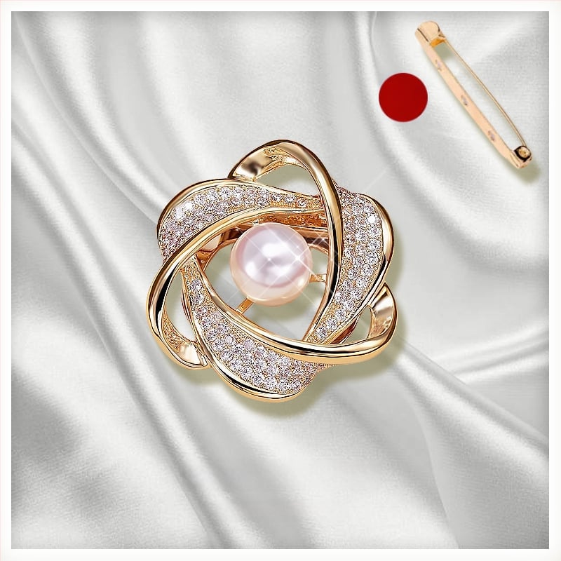 Šalles sprādze un poga ar ziedu motīvu, sakausējums, zeltījums, pielāgojams