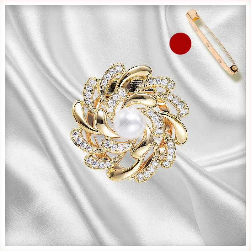 Šalles sprādze un poga ar ziedu motīvu, sakausējums, zeltījums, pielāgojams