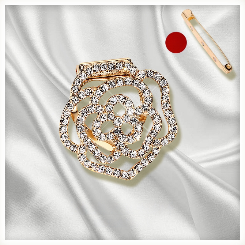 Šalles sprādze un poga ar ziedu motīvu, sakausējums, zeltījums, pielāgojams