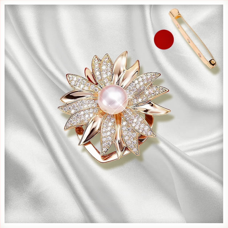 Šalles sprādze un poga ar ziedu motīvu, sakausējums, zeltījums, pielāgojams