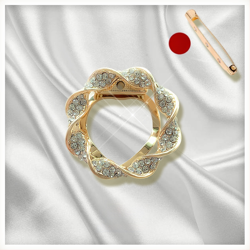 Šalles sprādze un poga ar ziedu motīvu, sakausējums, zeltījums, pielāgojams