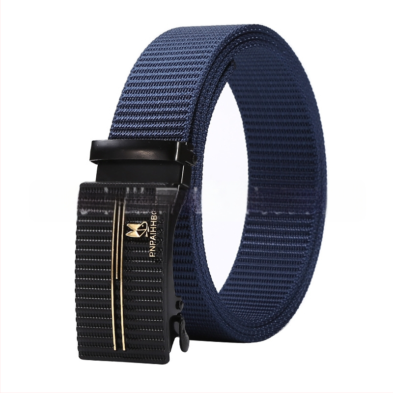 Vīriešu josta no poliestera auduma, dzelzs sprādze, automātiska aizdare, platums 2–4 cm