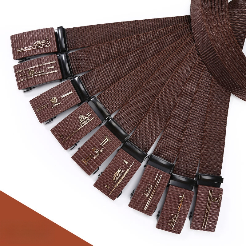 Vīriešu josta no poliestera auduma, dzelzs sprādze, automātiska aizdare, platums 2–4 cm