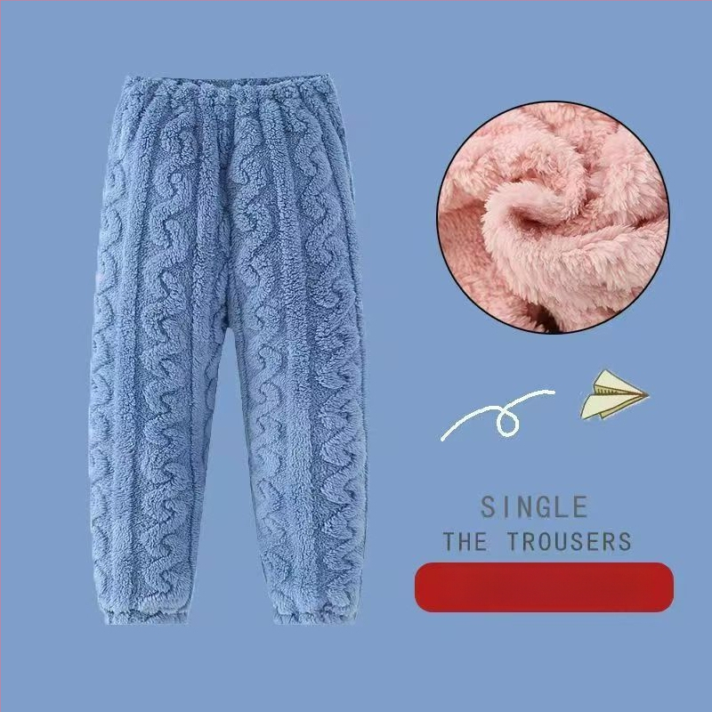 Vaikų šilti namų pižaminiai kelnių — koralinis velūras, 100% poliesteris, amžius 3–8 metai, žiema