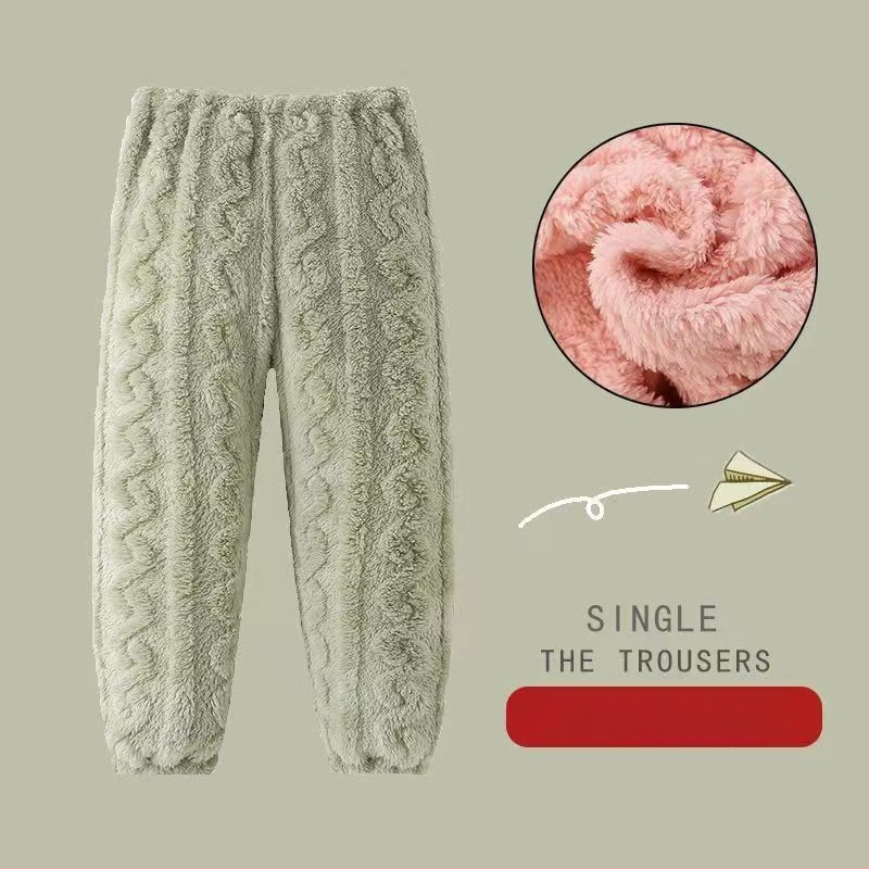 Vaikų šilti namų pižaminiai kelnių — koralinis velūras, 100% poliesteris, amžius 3–8 metai, žiema