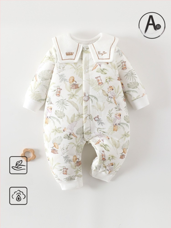 Kūdikio žieminis medvilninis kombinezonas su 60 g pūkų įdaru, priekinis užsegimas, ilgos rankovės