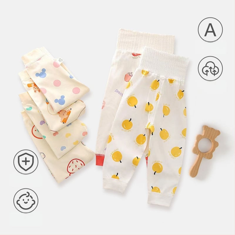 Kūdikių aukšto juosmens kelnytės pilvo apsaugai, 100% medvilnė, švelniai šveičiama medžiaga, unisex, ruduo–žiema, amžiaus grupė 1–3 metų