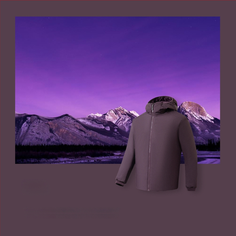 Geacă cu glugă din nylon, umplutură poliesterică, ușoară, călduroasă, cu fermoar