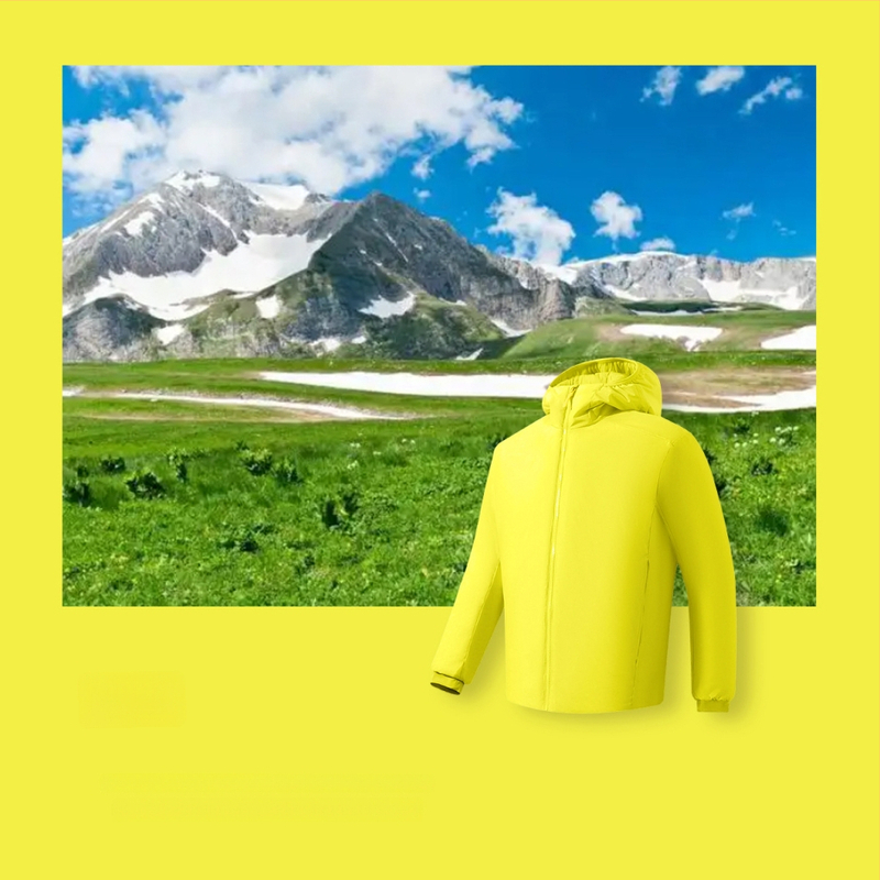 Geacă cu glugă din nylon, umplutură poliesterică, ușoară, călduroasă, cu fermoar