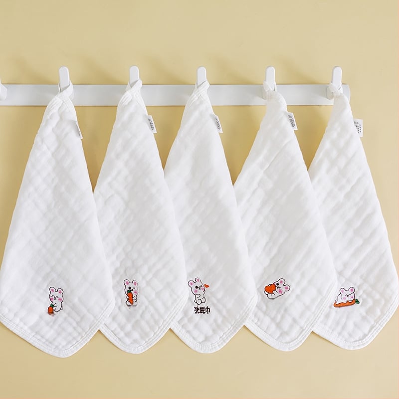 Kokvilnas bērnu marles dvieli ar karikatūras tīģera izšuvumu, sešslāņu, 30 g, 40s diegs