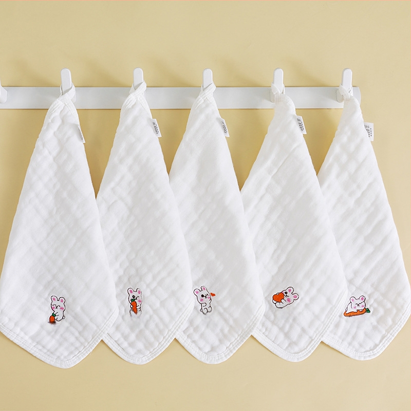 Kokvilnas bērnu marles dvieli ar karikatūras tīģera izšuvumu, sešslāņu, 30 g, 40s diegs