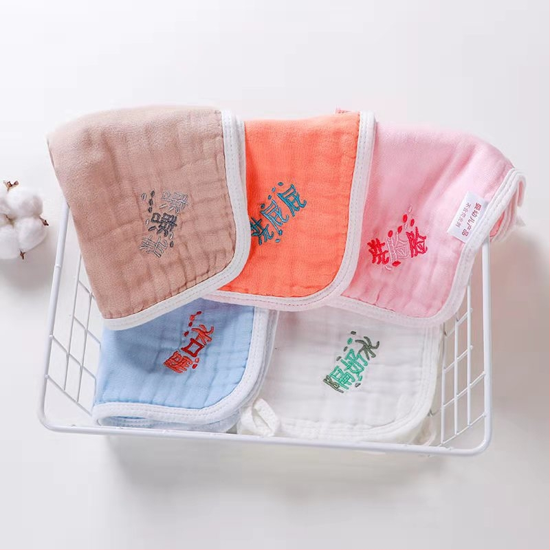 Kokvilnas bērnu marles dvieli ar karikatūras tīģera izšuvumu, sešslāņu, 30 g, 40s diegs