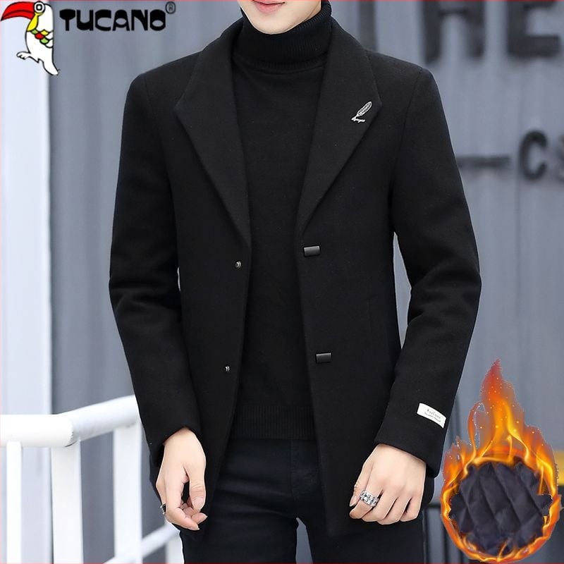 Palton corduroy cu țesătură de in, nasturi la un rând, guler sacou