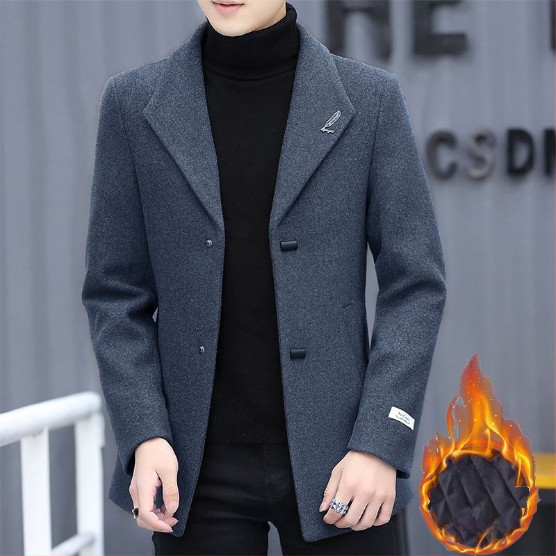 Palton corduroy cu țesătură de in, nasturi la un rând, guler sacou