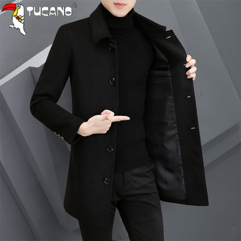 Palton corduroy cu țesătură de in, nasturi la un rând, guler sacou