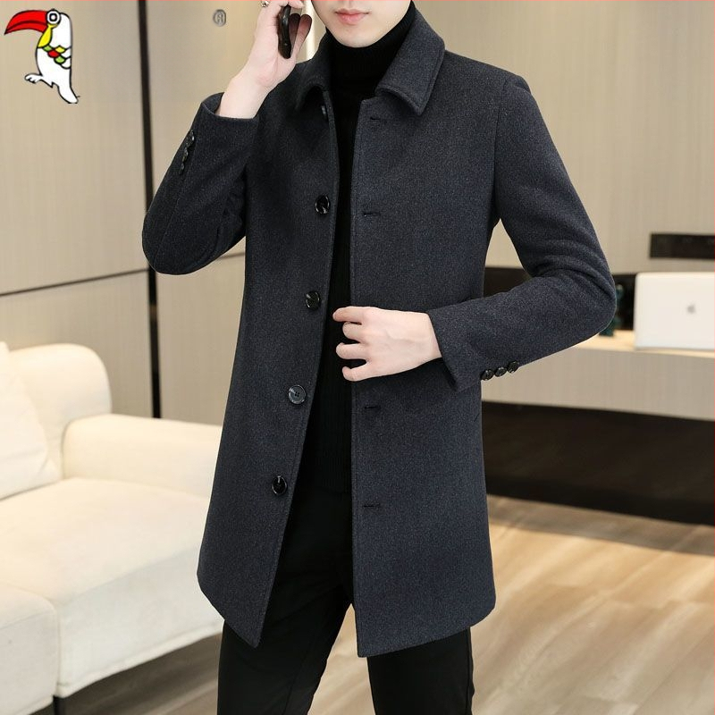 Palton corduroy cu țesătură de in, nasturi la un rând, guler sacou