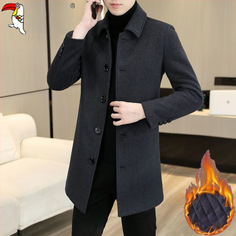 Palton corduroy cu țesătură de in, nasturi la un rând, guler sacou