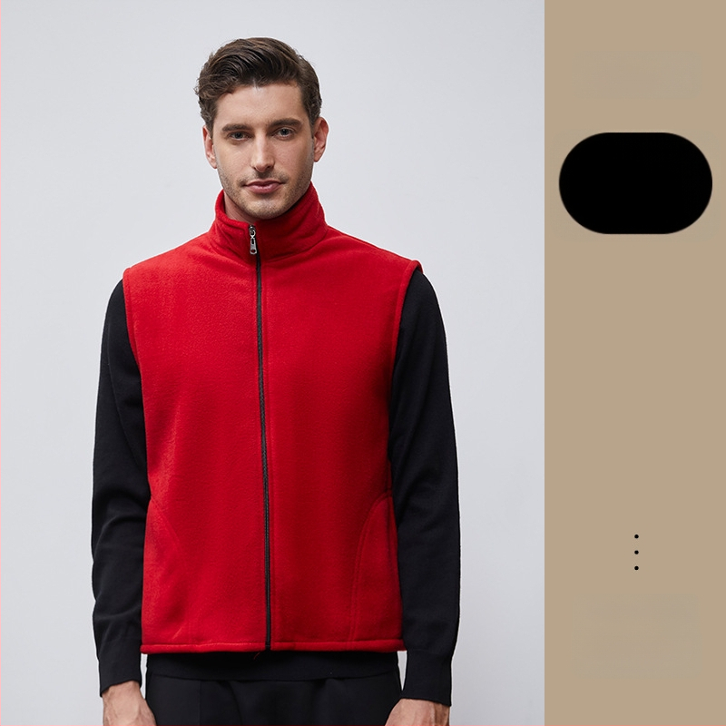 Работна жилетка от полиестер със флисово подплътяване, стояща яка, цип за закопчаване, странични джобове, за есен и зима