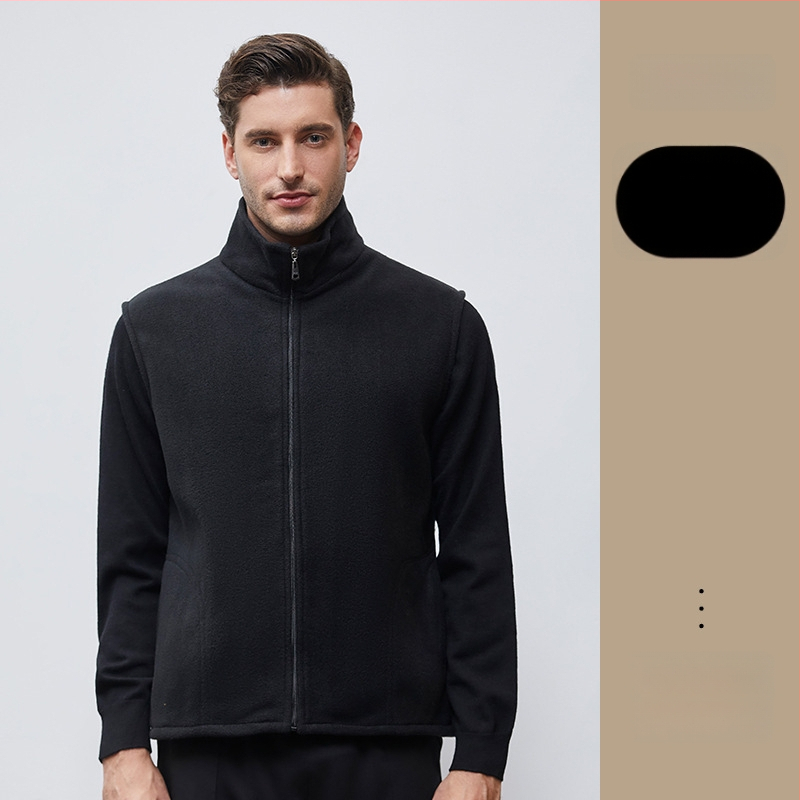 Работна жилетка от полиестер със флисово подплътяване, стояща яка, цип за закопчаване, странични джобове, за есен и зима