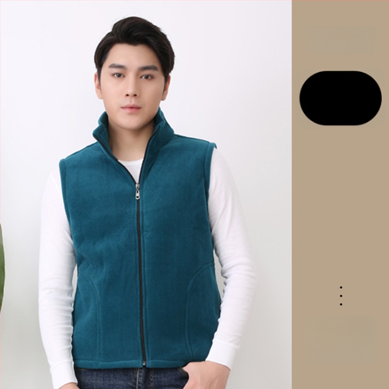 Работна жилетка от полиестер със флисово подплътяване, стояща яка, цип за закопчаване, странични джобове, за есен и зима